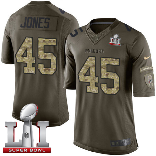 Nike Falcons #45 Deion Jones Green Super Bowl LI 51 Men's Stitched NFL Limited Salute To Service Jersey